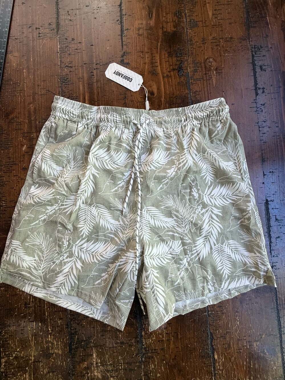 COOFANDY Men's Tropical Leaf Print Swim Trunks Size M